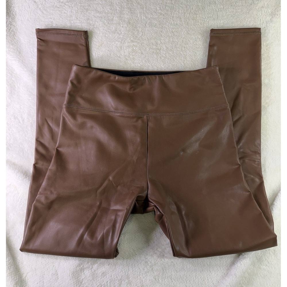 Hollister Ultra High-Rise Faux Leather Leggings Brown L Stretch Yoga